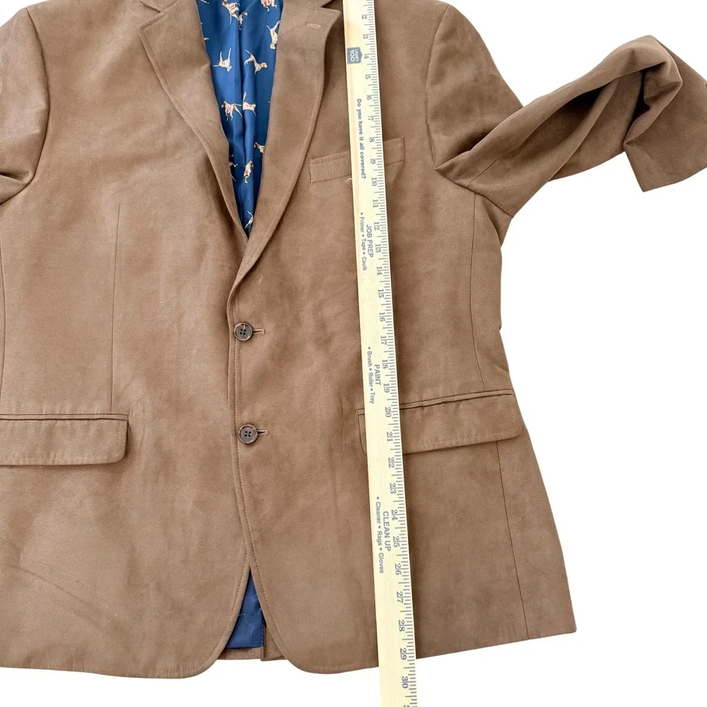 Lauren Ralph Lauren Men's Suede Blazer Brown Dog Print Lining Sz 44R Equestrian - Picture 8 of 9